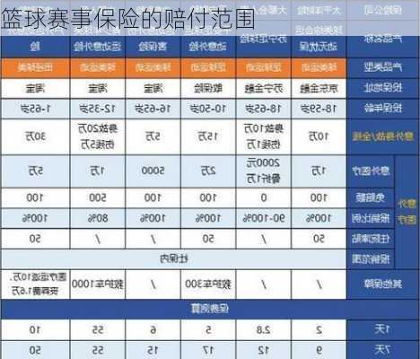 篮球赛事保险的赔付范围