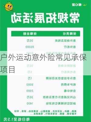 户外运动意外险常见承保项目