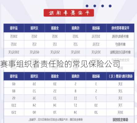 赛事组织者责任险的常见保险公司