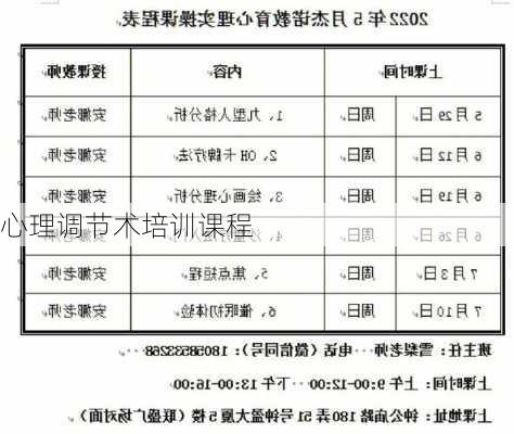 心理调节术培训课程