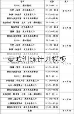 曼城训练计划模板