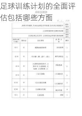 足球训练计划的全面评估包括哪些方面