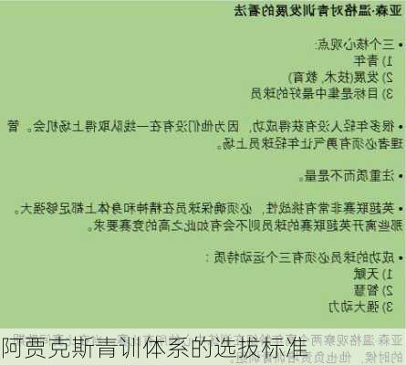 阿贾克斯青训体系的选拔标准