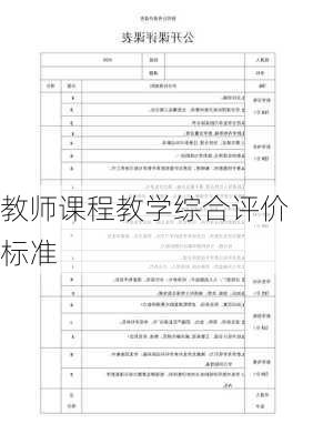 教师课程教学综合评价标准