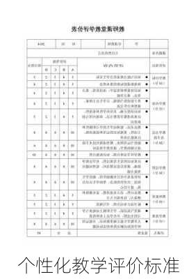 个性化教学评价标准