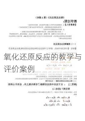 氧化还原反应的教学与评价案例