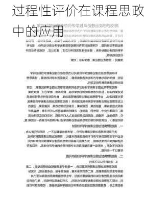 过程性评价在课程思政中的应用