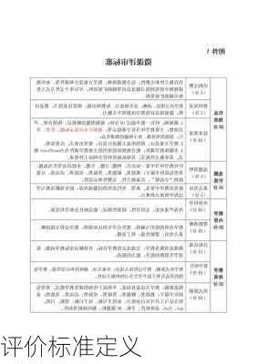 评价标准定义