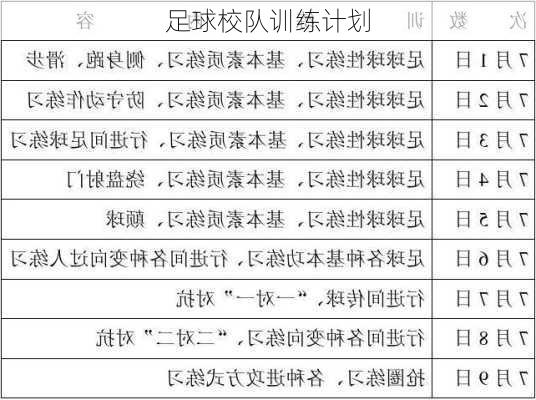 足球校队训练计划