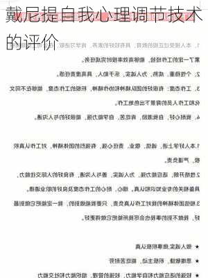 戴尼提自我心理调节技术的评价