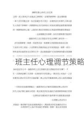 班主任心理调节策略