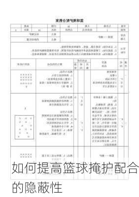 如何提高篮球掩护配合的隐蔽性