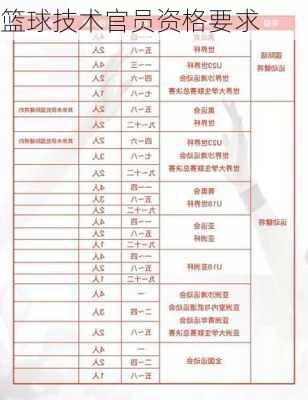 篮球技术官员资格要求