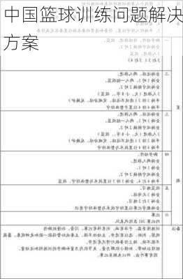 中国篮球训练问题解决方案
