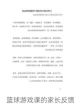 篮球游戏课的家长反馈