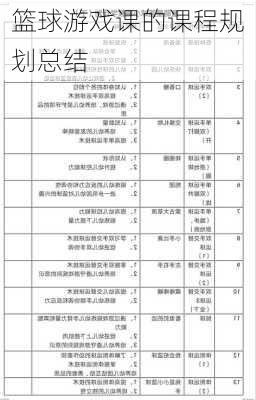篮球游戏课的课程规划总结