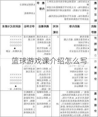 篮球游戏课介绍怎么写