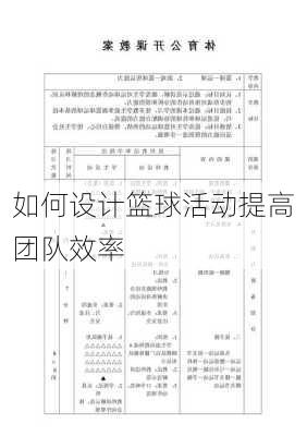 如何设计篮球活动提高团队效率