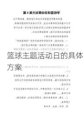 篮球主题活动日的具体方案
