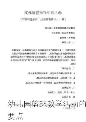 幼儿园篮球教学活动的要点