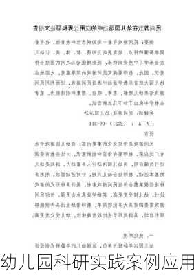 幼儿园科研实践案例应用