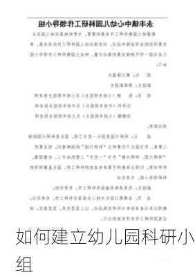 如何建立幼儿园科研小组
