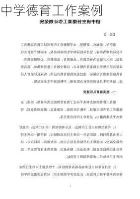 中学德育工作案例
