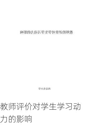 教师评价对学生学习动力的影响