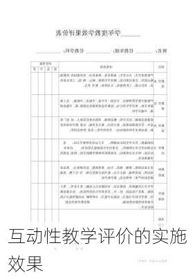 互动性教学评价的实施效果