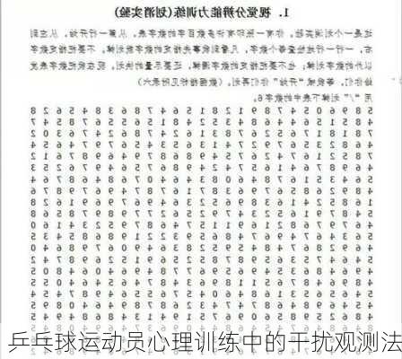 乒乓球运动员心理训练中的干扰观测法