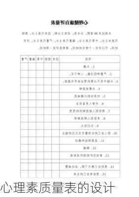 心理素质量表的设计