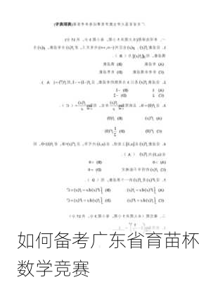 如何备考广东省育苗杯数学竞赛