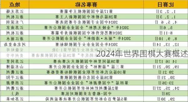 2024年世界围棋大赛概述