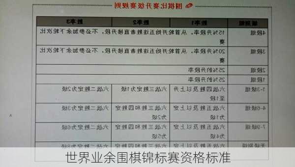 世界业余围棋锦标赛资格标准