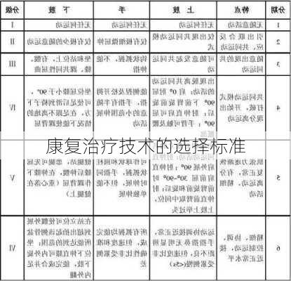 康复治疗技术的选择标准