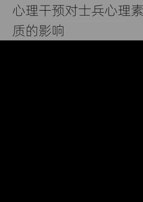 心理干预对士兵心理素质的影响