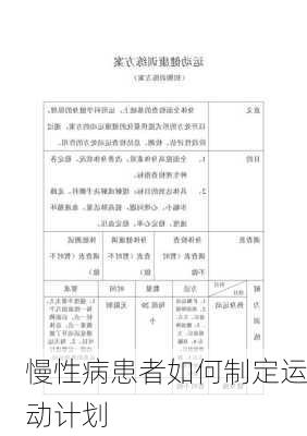 慢性病患者如何制定运动计划