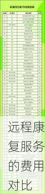 远程康复服务的费用对比