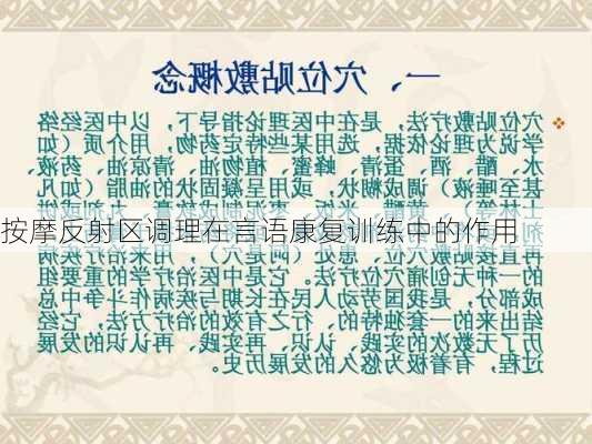 按摩反射区调理在言语康复训练中的作用