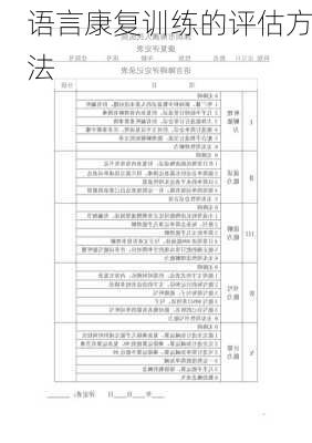 语言康复训练的评估方法