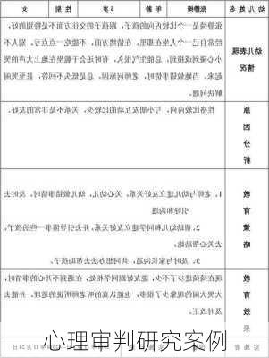 心理审判研究案例