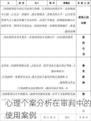 心理个案分析在审判中的使用案例