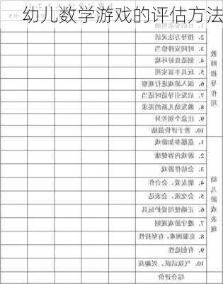 幼儿数学游戏的评估方法
