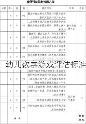 幼儿数学游戏评估标准