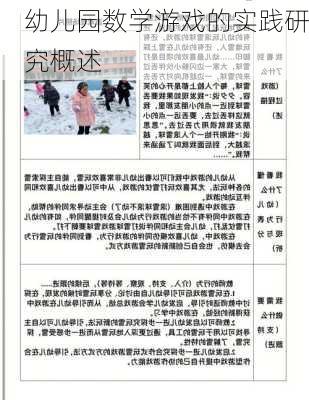 幼儿园数学游戏的实践研究概述