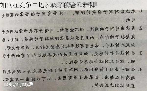 如何在竞争中培养孩子的合作精神
