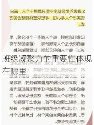 班级凝聚力的重要性体现在哪里