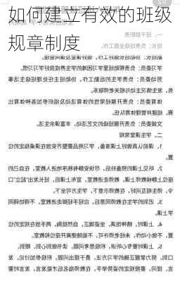 如何建立有效的班级规章制度