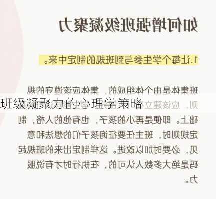 班级凝聚力的心理学策略