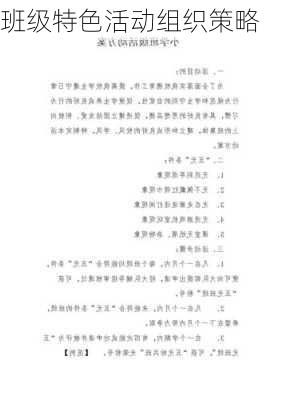 班级特色活动组织策略